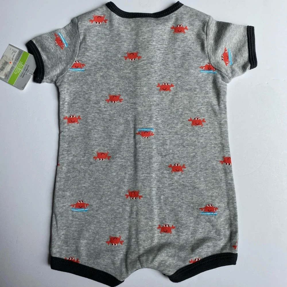 Crab Outfit 3 Months Carter's One Piece New NWT Romper Gray Oceans Crabs
